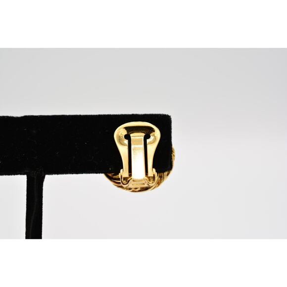 Givenchy Vintage Logo Clip On Earrings 4G Coin Round Gold Signed 80s 1980s BinAI - Picture 9 of 12